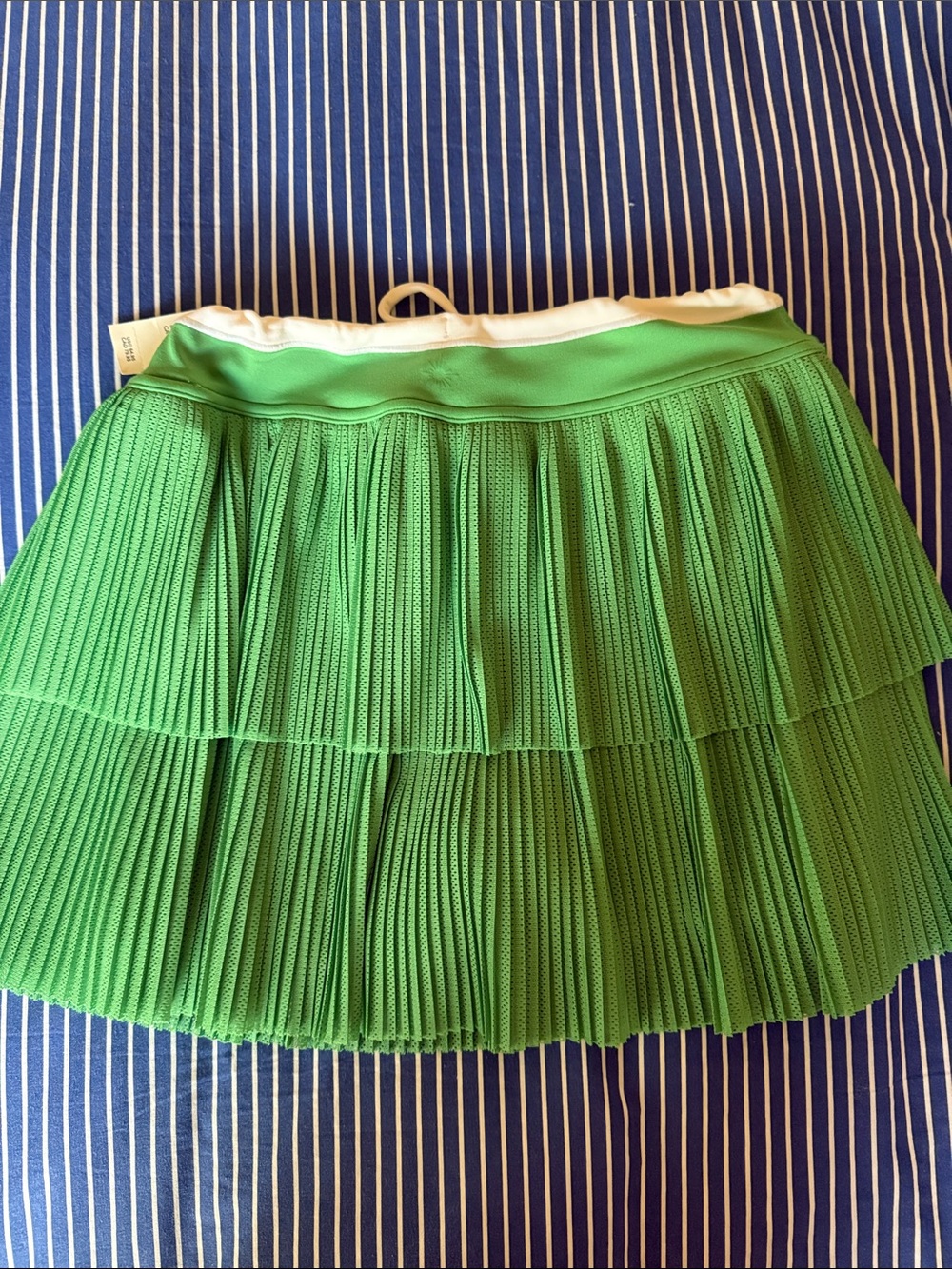 Aerie (Offline) Bright Green Tiered Pleated Mini Skirt with White Drawstring - Picture 6 of 6